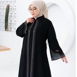 Elegant Black Abaya with Beaded Details